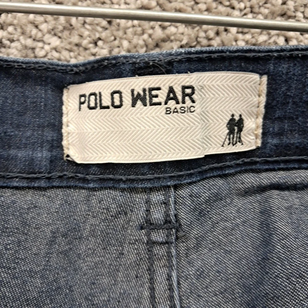 Polo Wear Basic Mens Dark Wash Stretch Denim Jeans Size 46 Indigo Slim Straight